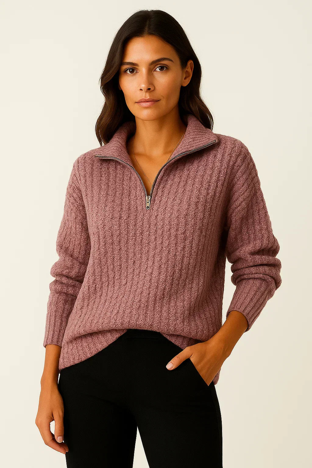 Soft Women's Half Zip Jumper Sweater - OutfitLondon