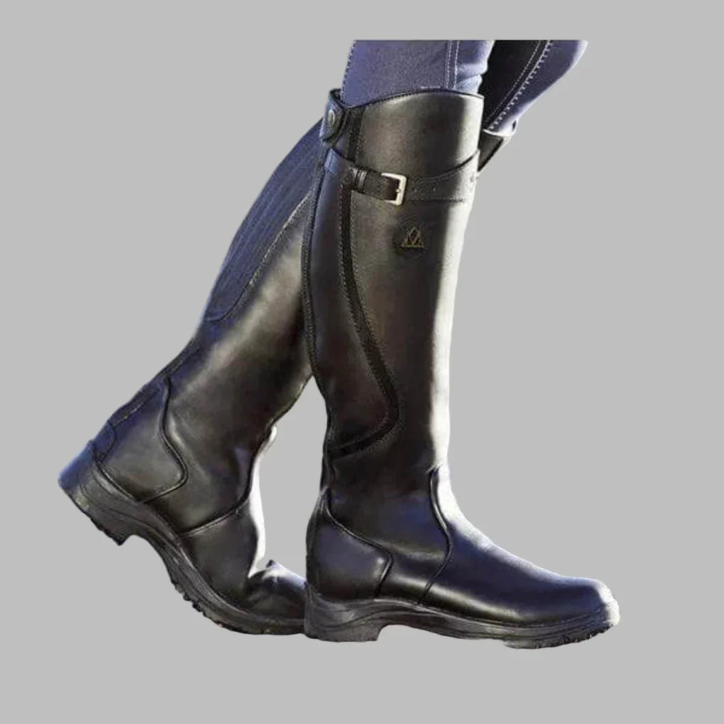 Trendy Knee High Leather Buckle Boots For Women