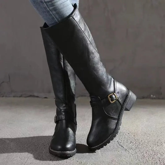 Trendy Ladies Tall Leather Ankle Boots - OutfitLondon