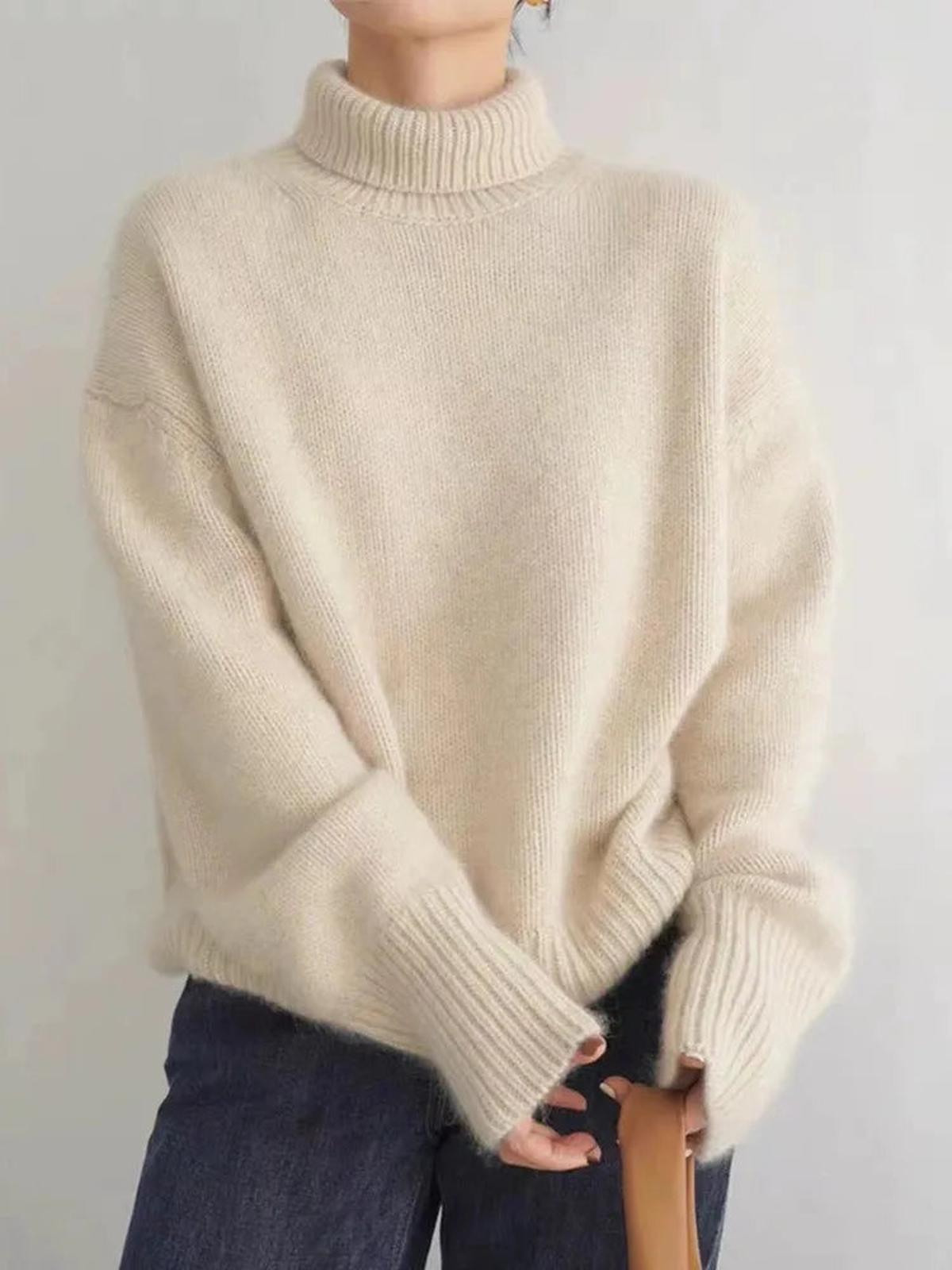 Warm Women's Cable Knit Turtleneck Sweater
