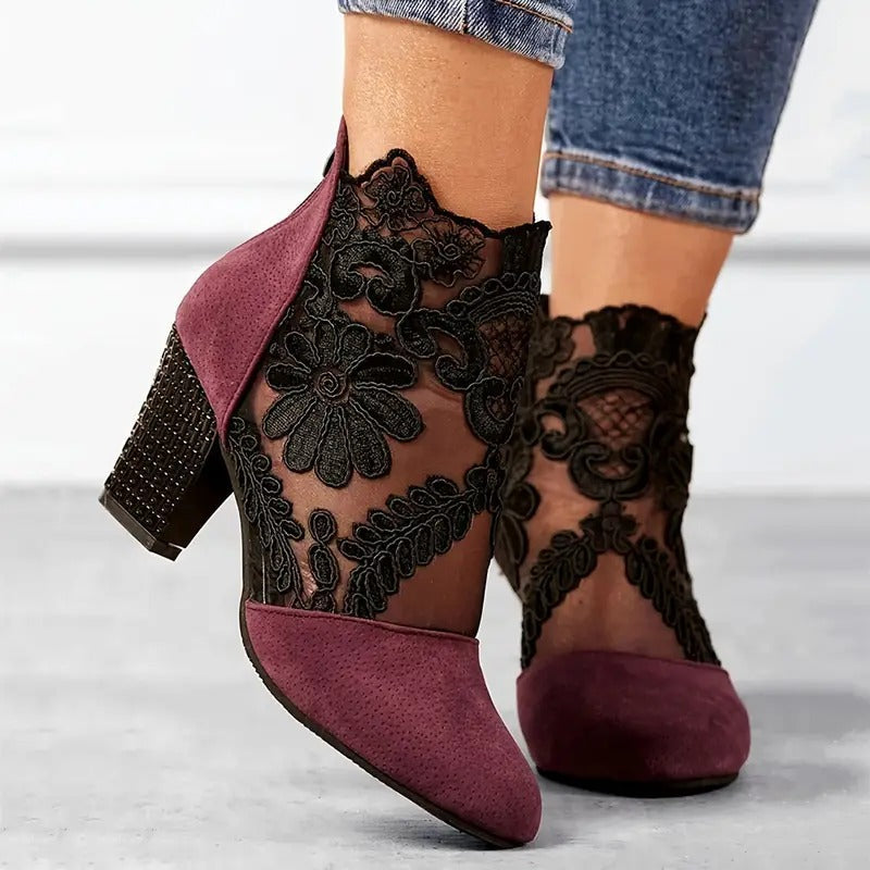 Elegant Ladies Low Heel Ankle Shoes - OutfitLondon