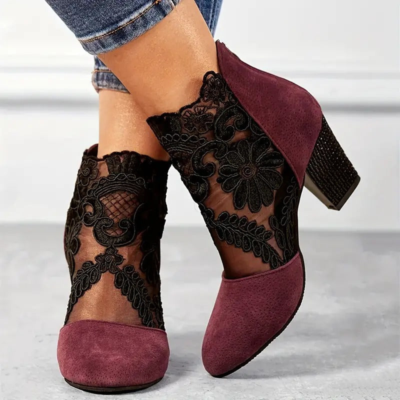 Elegant Ladies Low Heel Ankle Shoes