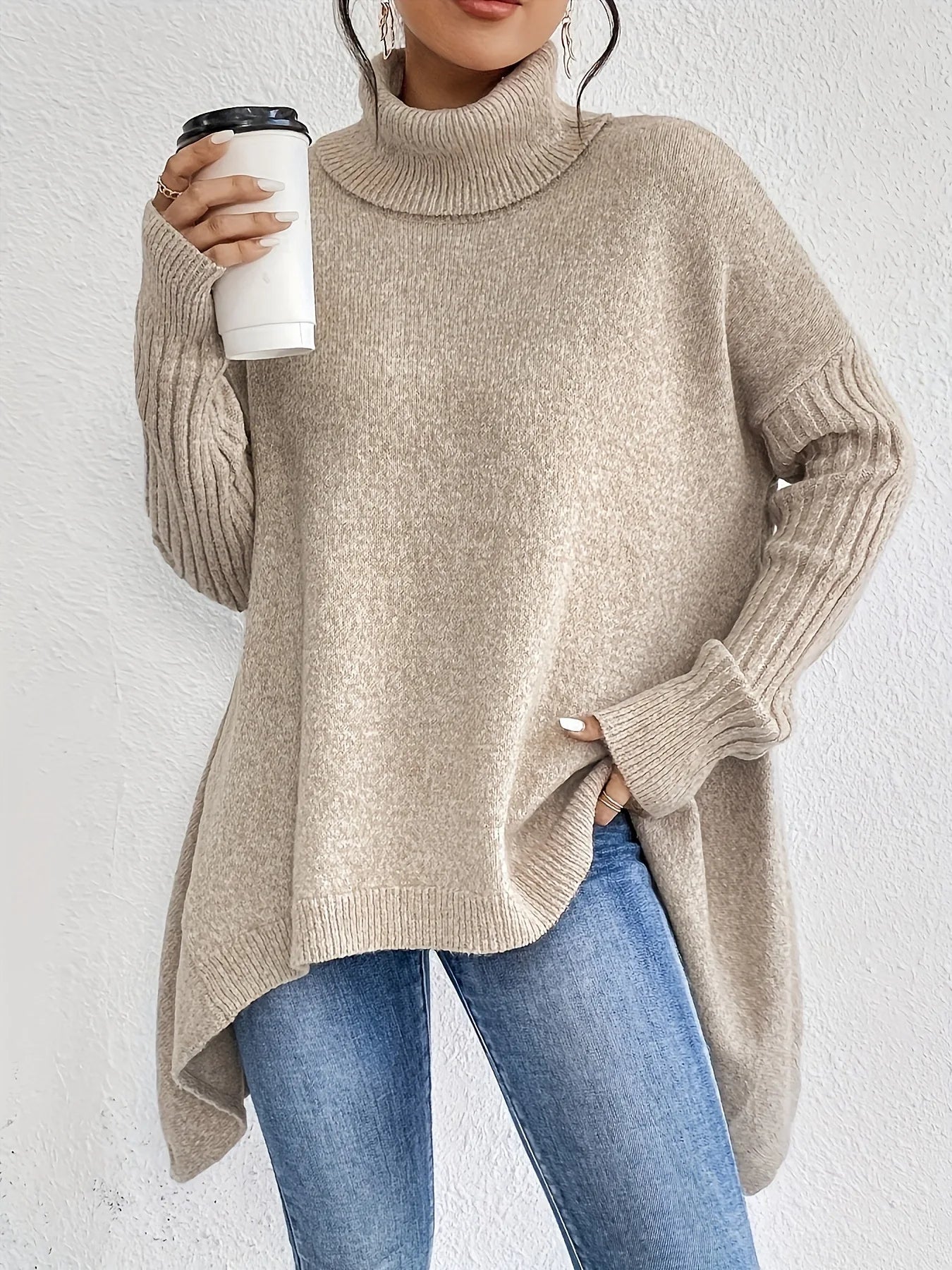 Chic Women's Loose Fit Turtleneck Jumper