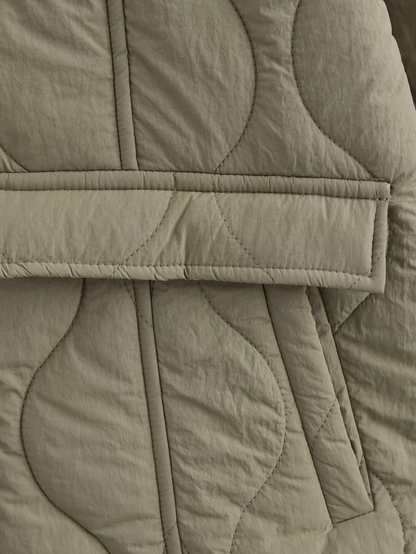 Warm Padded Women's Bomber Coat with Buttons
