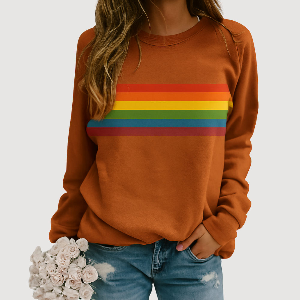 Colorful Stripe Women's Crew Neck Sweater