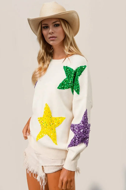 Glittering Star Knit Women's Sweater