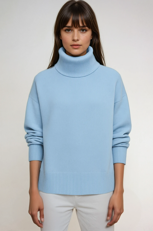 Cozy Women's Oversized Turtleneck Jumper - OutfitLondon