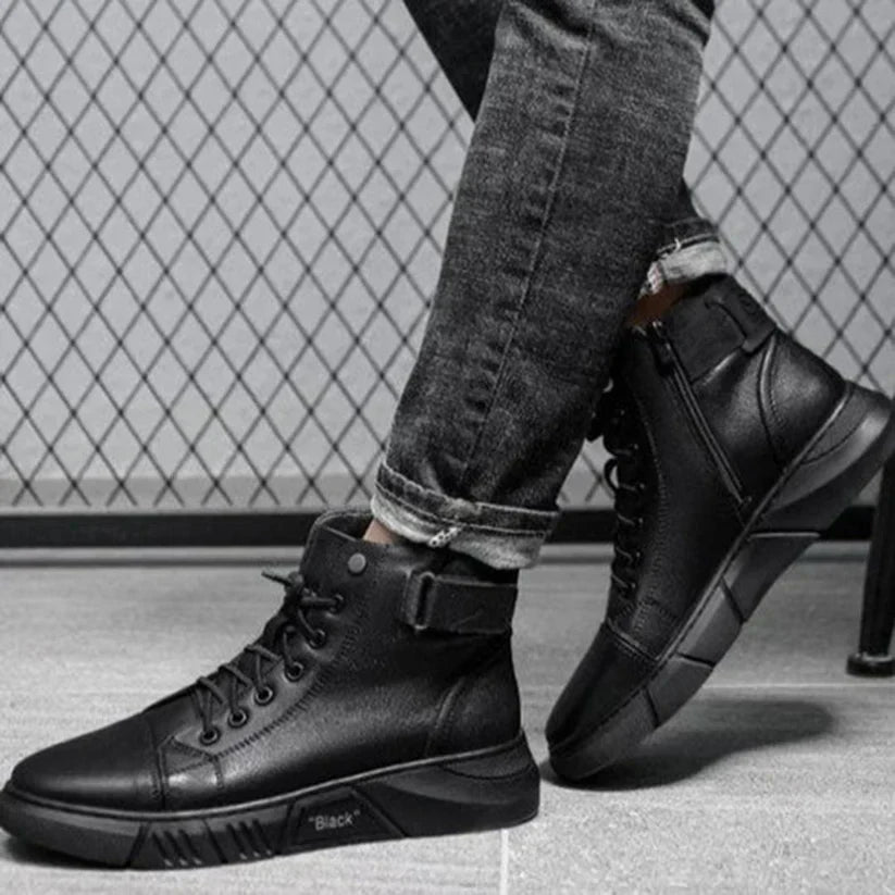 Cozy Black Leather Ankle Boots - OutfitLondon