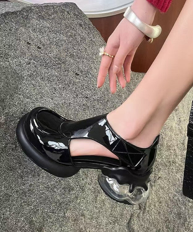 Women's Cowhide Leather Platform Moccasins Cushioned Insole - OutfitLondon