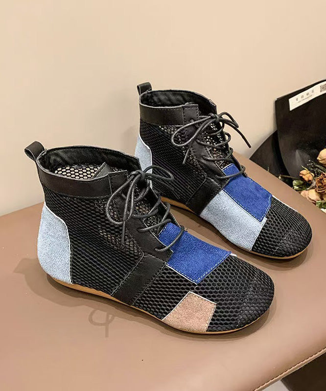 Unisex Mesh Boots Breathable Lace Up Rubber Sole - OutfitLondon