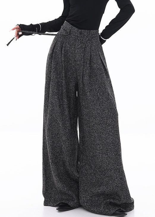 Women's High-Waisted Wool Pants Soft Black - OutfitLondon