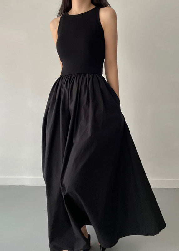 Women's Patchwork Cotton Sleeveless Party Dress Elegant - OutfitLondon