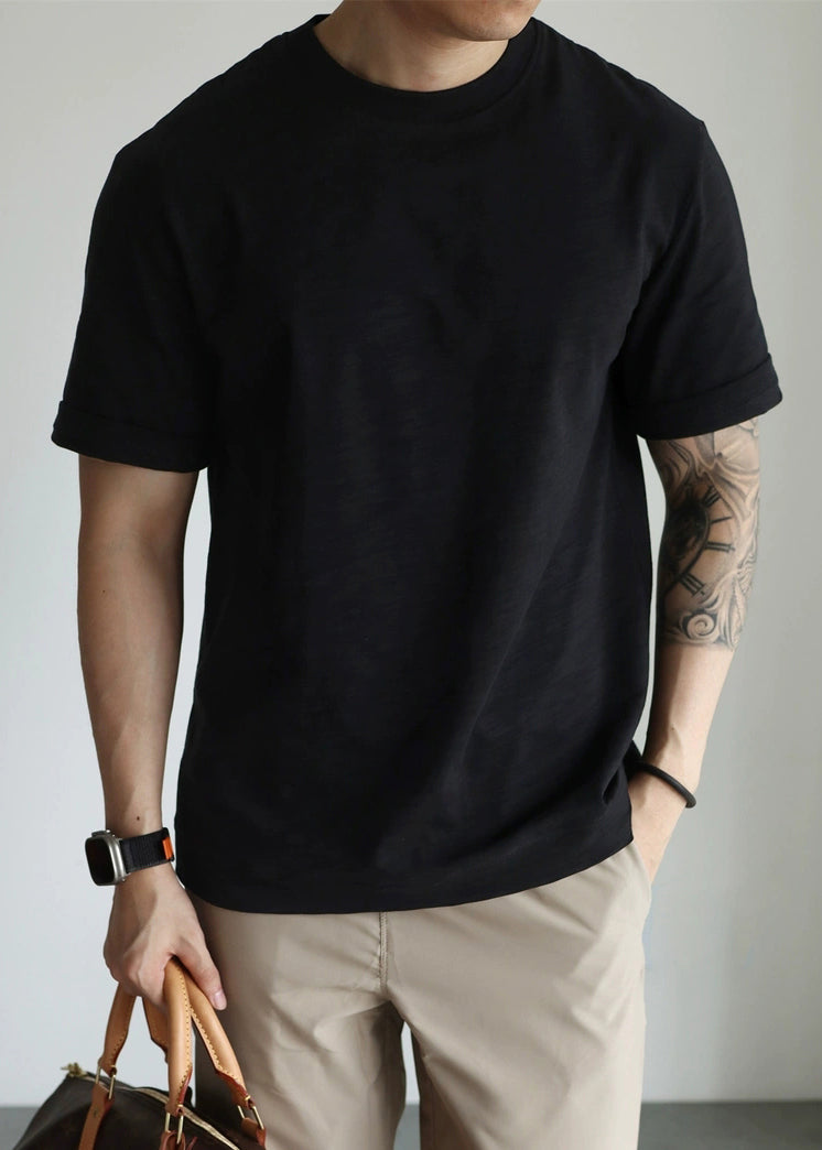 Men's Black Cotton T Shirt Comfort Tee - OutfitLondon
