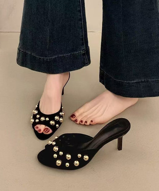 Women's Suede High Heel Sandals 8cm Rubber Sole - OutfitLondon