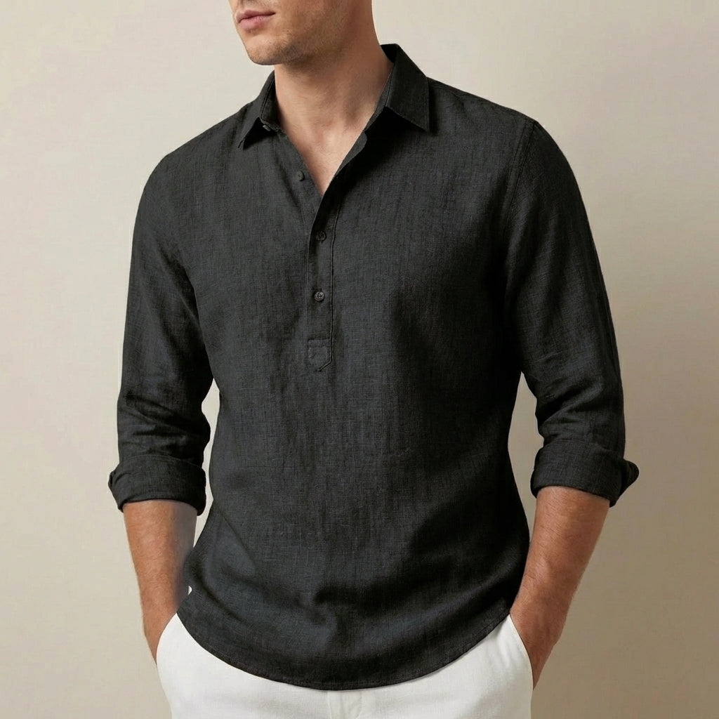 Casual Fit Henley Collar Shirt