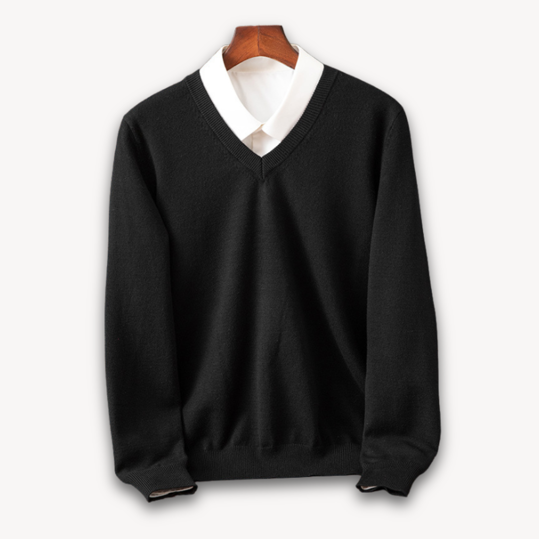Luxury Men's Soft V-Neck Cashmere Sweater - OutfitLondon