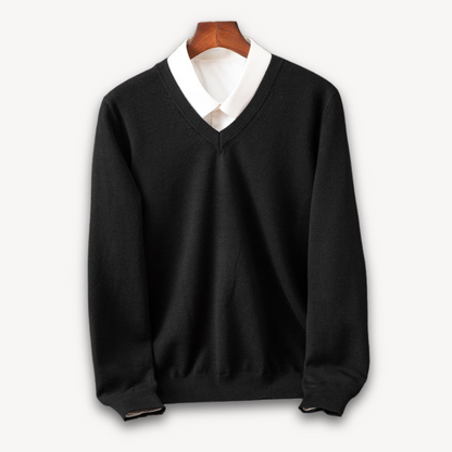 Luxury Men's Soft V-Neck Cashmere Sweater - OutfitLondon