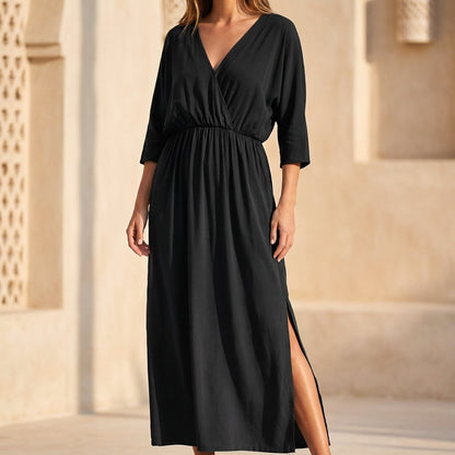 Elegant V Neck Wrap Dress for Women