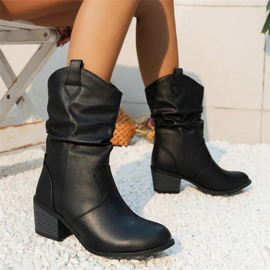 Women's Fashion Ankle Boots Western Style Sizes 36-42 - OutfitLondon