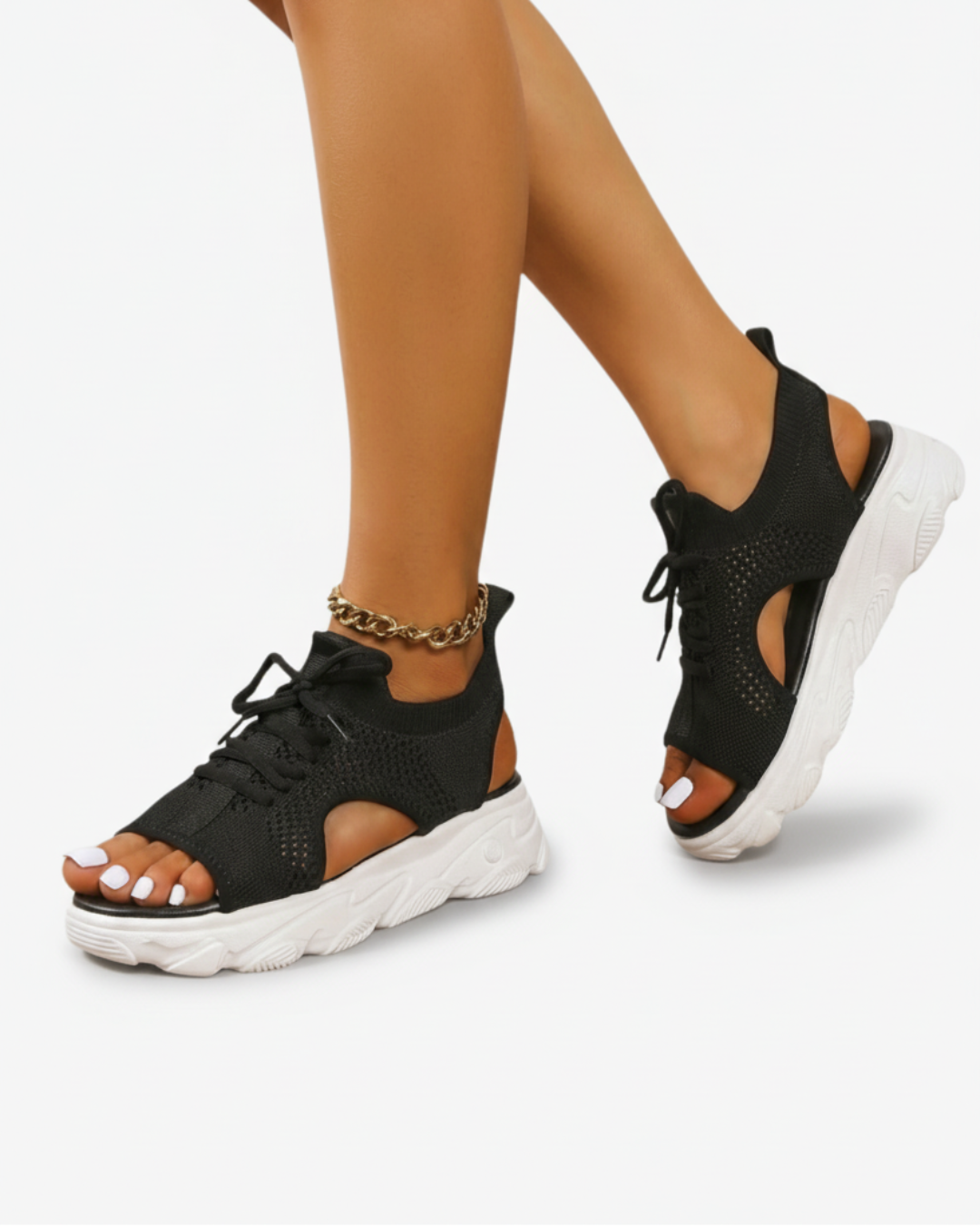 Breathable Mesh Summer Sandals With Lace Up Detail