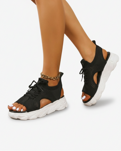 Breathable Mesh Summer Sandals With Lace Up Detail