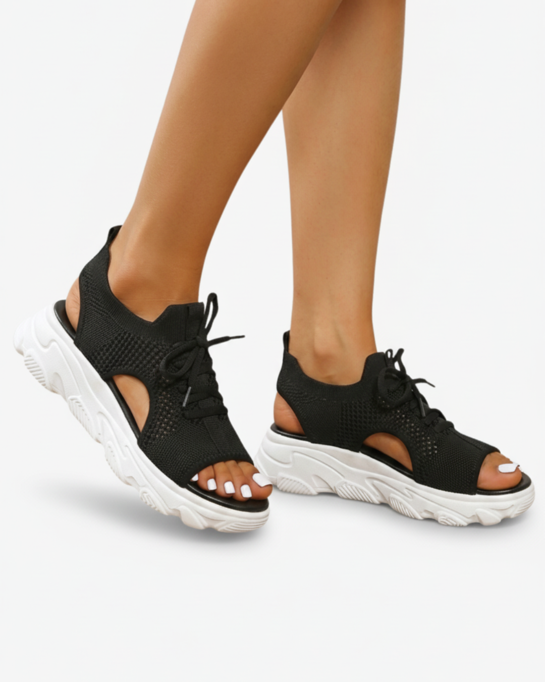 Breathable Mesh Summer Sandals With Lace Up Detail