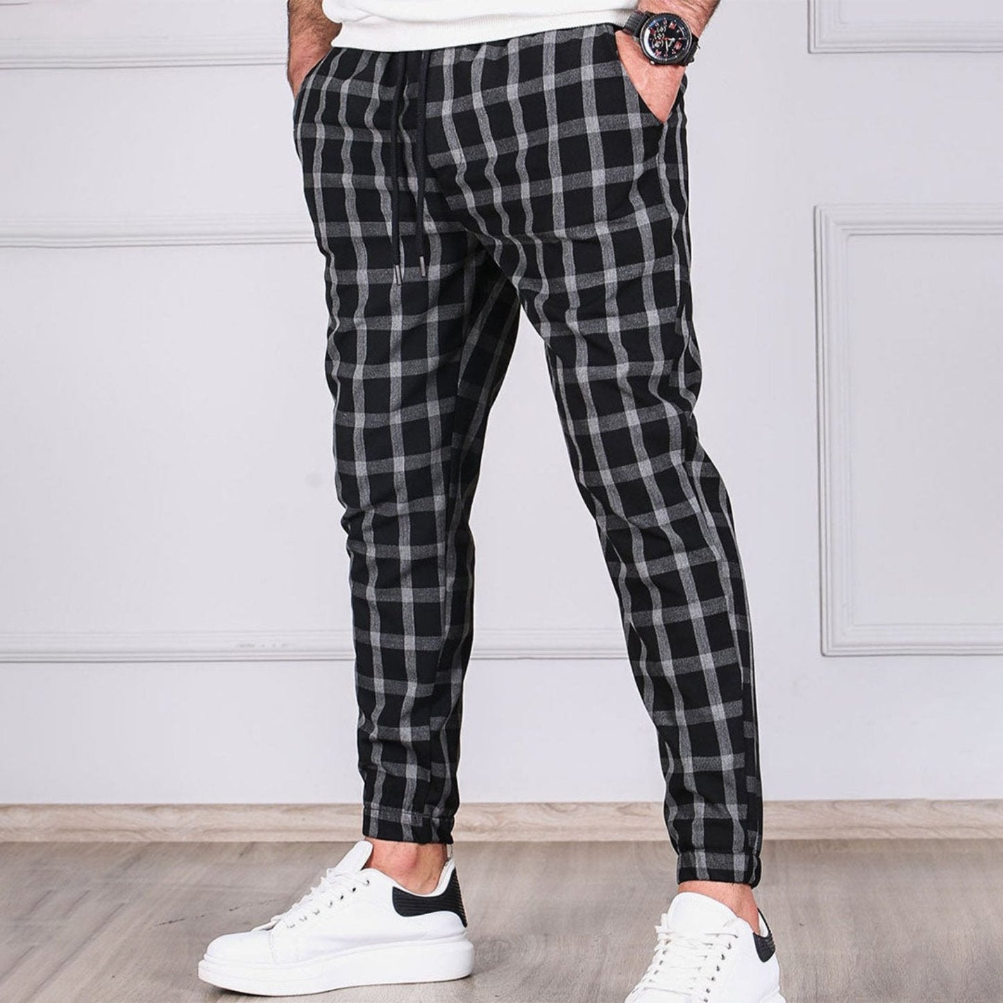 Comfortable Loose Fit Plaid Work Pants