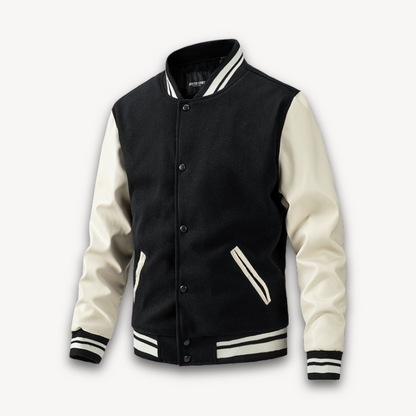 Premium Mens Letterman Jacket with Faux Leather Sleeves