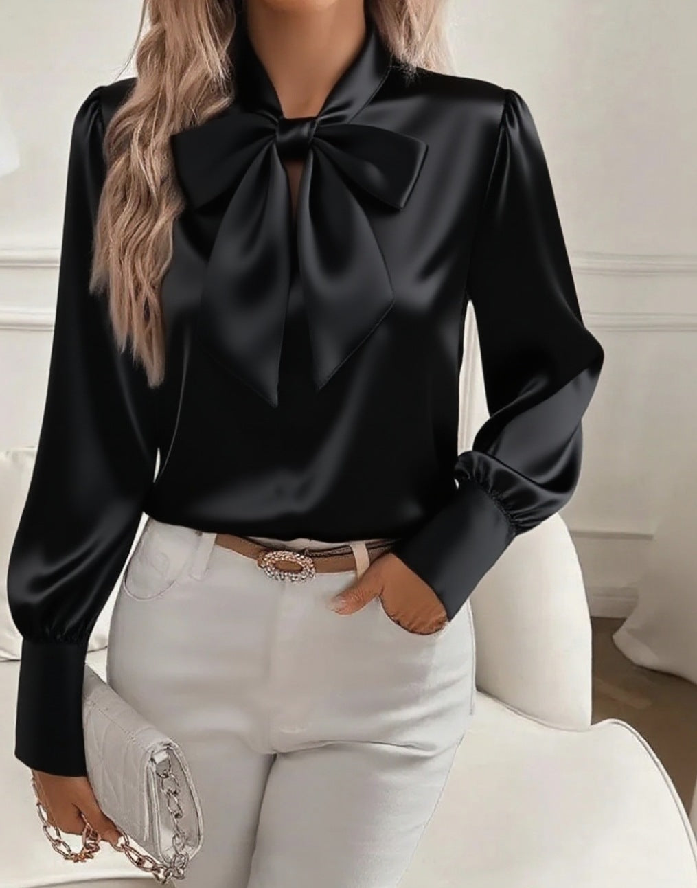 Chic Fall Puff Sleeve Lady Blouse