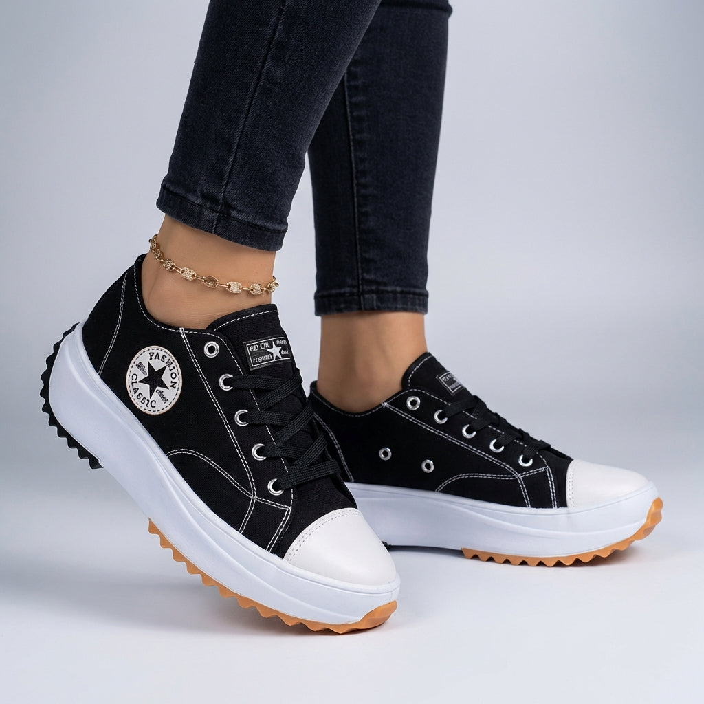 Comfortable Low Top Lace Up Sneakers for Women - OutfitLondon