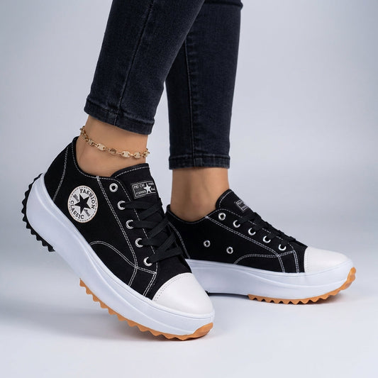 Comfortable Low Top Lace Up Sneakers for Women - OutfitLondon