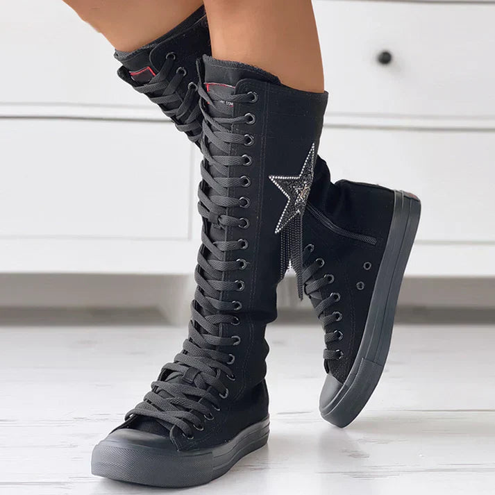 Fringe Lace Up Ankle Boots - OutfitLondon