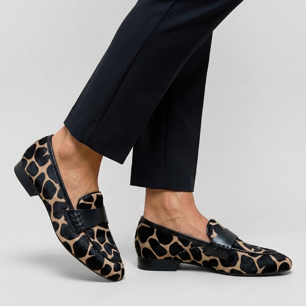 Trendy Animal Print Slip On Loafers - OutfitLondon