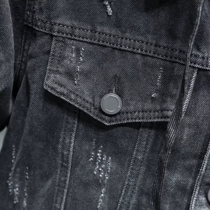 Classic Faded Blue Denim Hooded Jacket