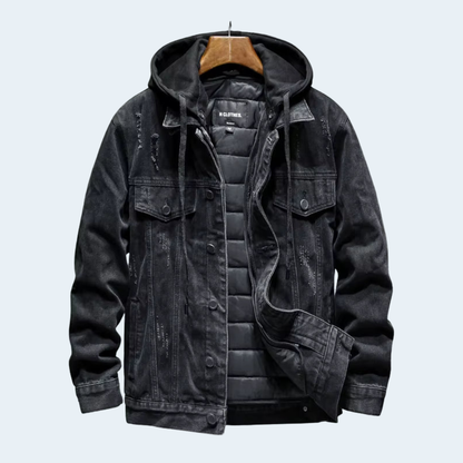 Classic Faded Blue Denim Hooded Jacket