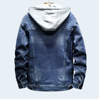 Classic Faded Blue Denim Hooded Jacket