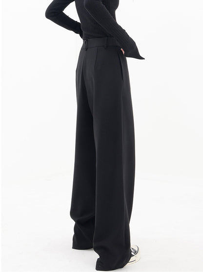 Relaxed Fit Women's Wide Leg Pants with Trendy Buttons