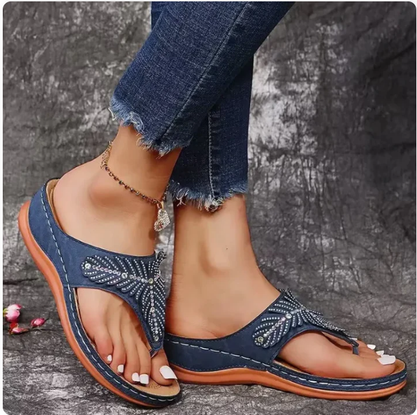 Women's Contoured Flip Flops - Soft Arch Support Sandals