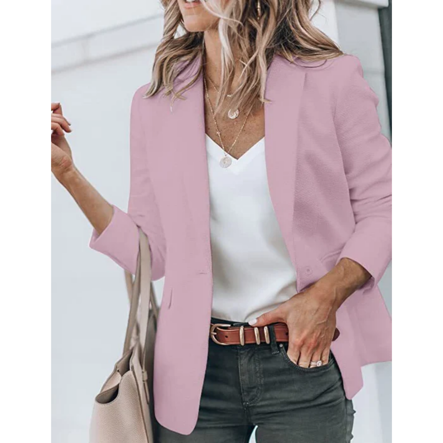 Classic Slim Fit Ladies One Button Blazer Coat