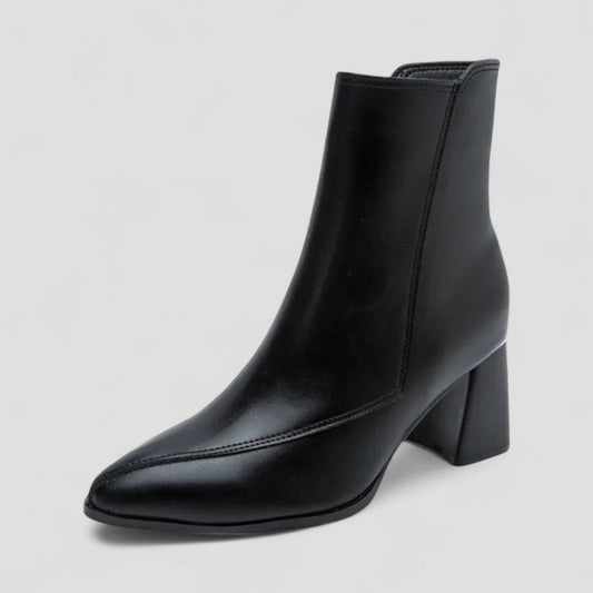 High Heel Ankle Leather Boots for Ladies - OutfitLondon