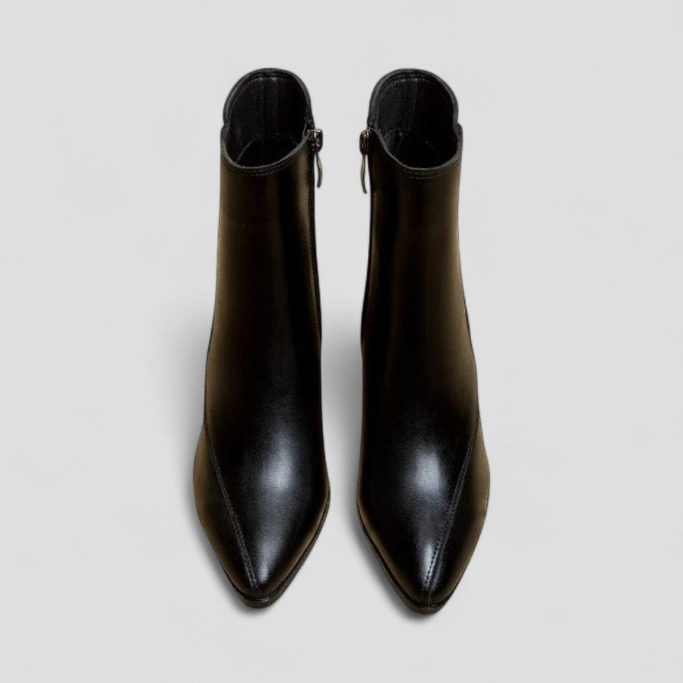 High Heel Ankle Leather Boots for Ladies