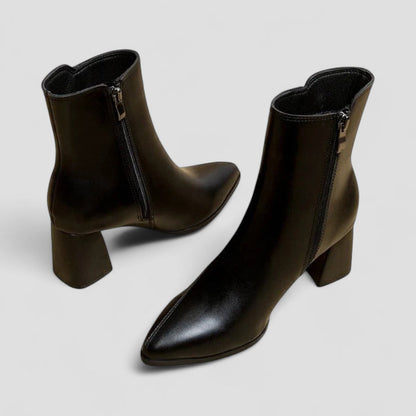 High Heel Ankle Leather Boots for Ladies