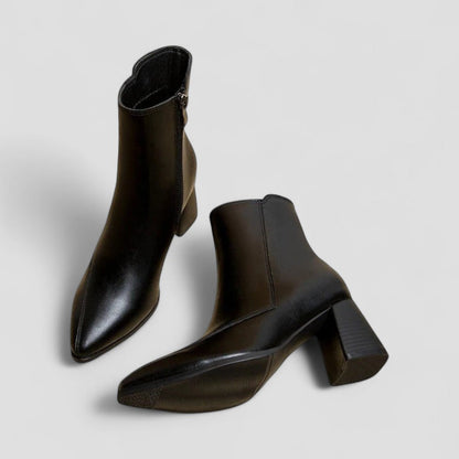 High Heel Ankle Leather Boots for Ladies