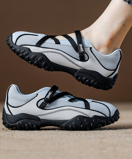 Women's Blue Breathable Mesh Flats With Cross Strap - OutfitLondon