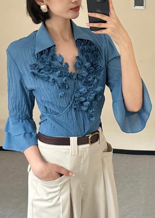 Women's Cotton Blouse Floral Puff Sleeves - OutfitLondon