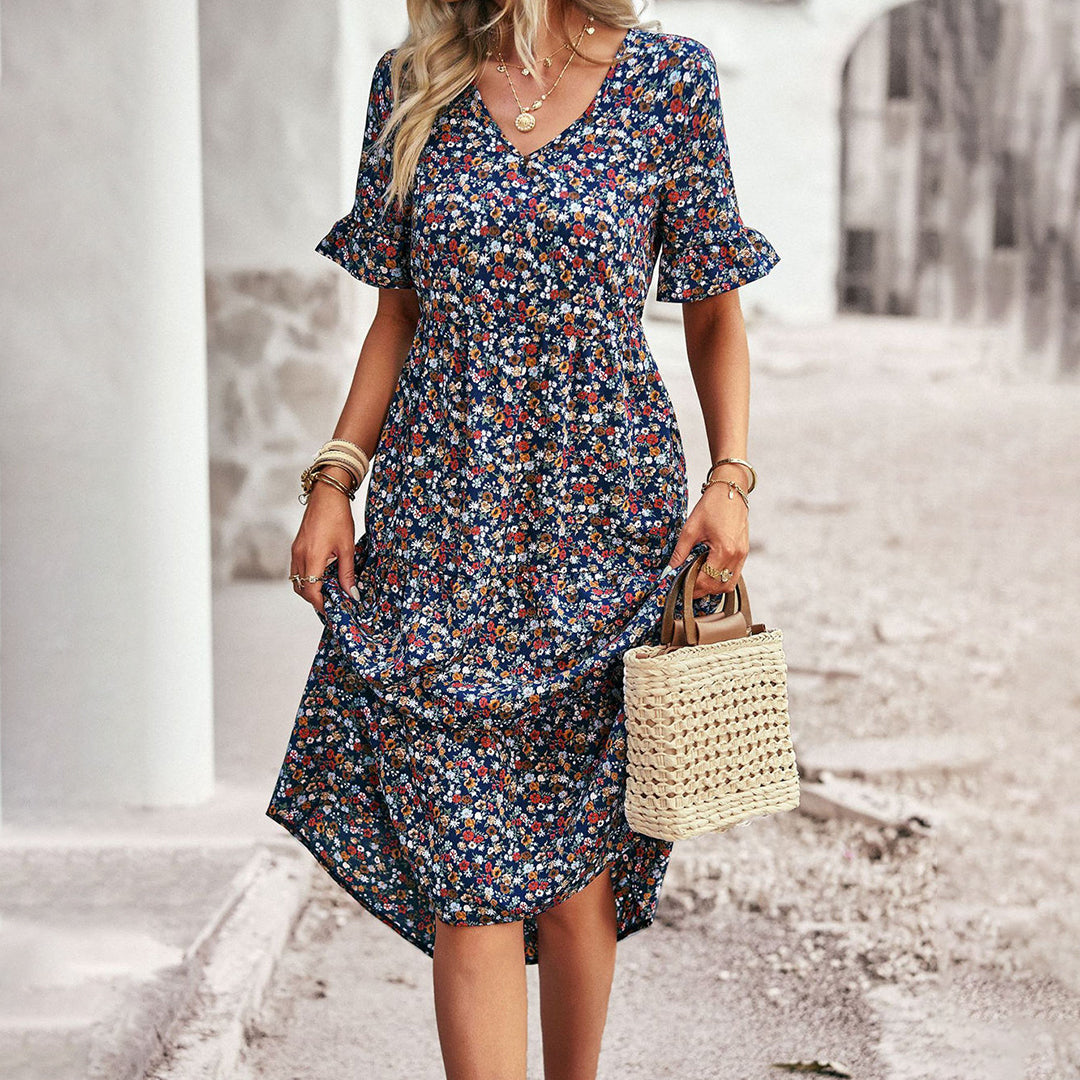 Beautiful Floral Knee Length Women's Dress