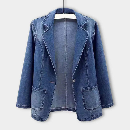 Timeless Dark Blue Jeans Jacket for Ladies - OutfitLondon