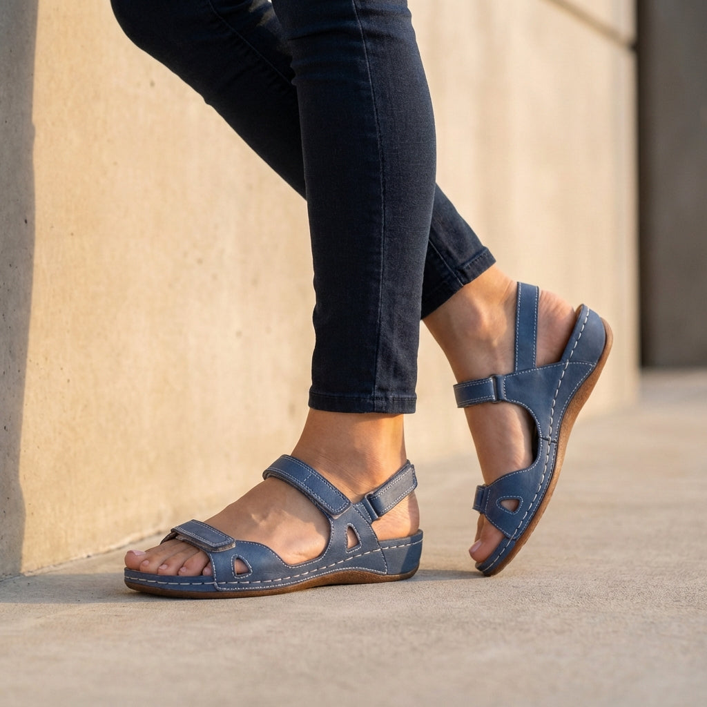 Comfortable Slip-On Flat Sandals with Adjustable Buckles