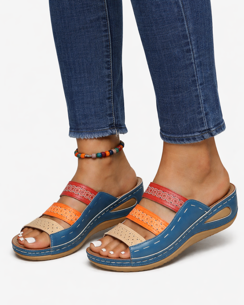 Colorful Wedge Sandals with Adjustable Straps