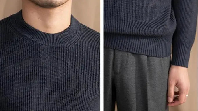 Classic Dark Blue Crew Neck Sweater Men